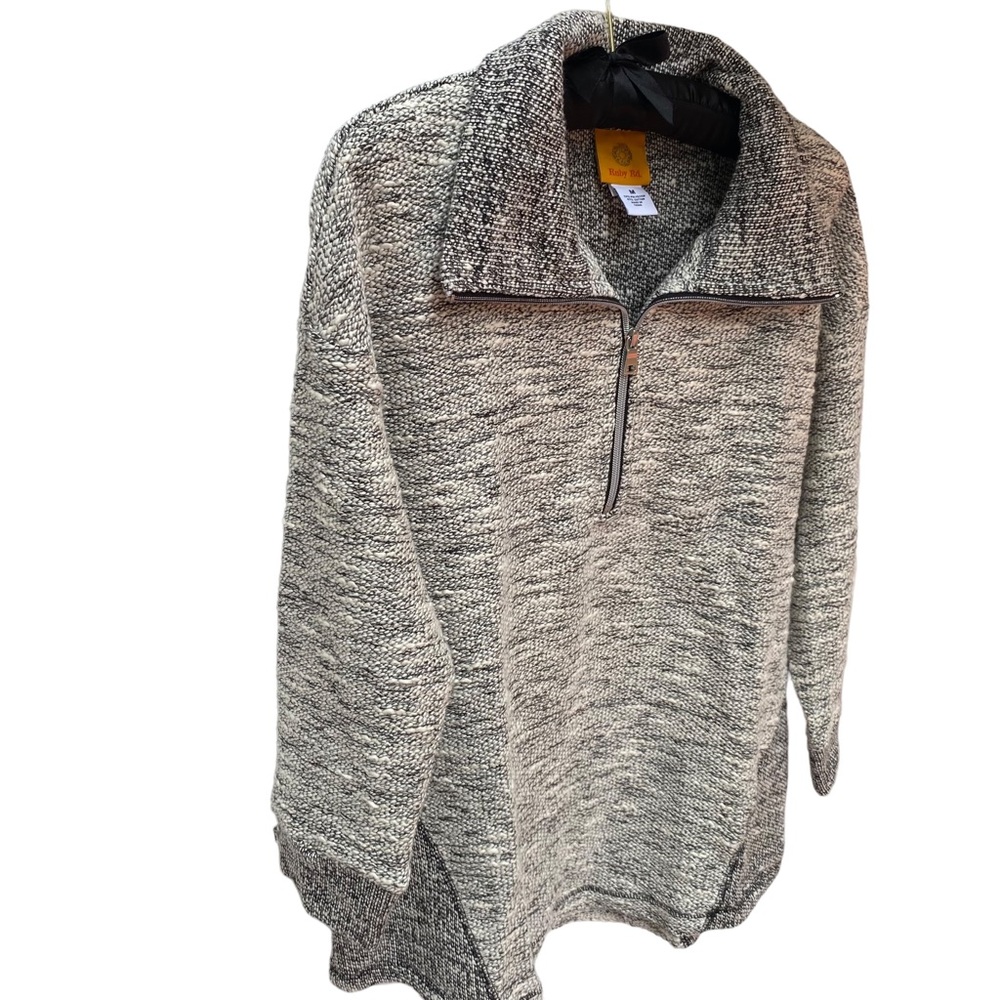 Ruby Rd. Pullover Top 1/4 Zip Reverse Weave Black… - image 3